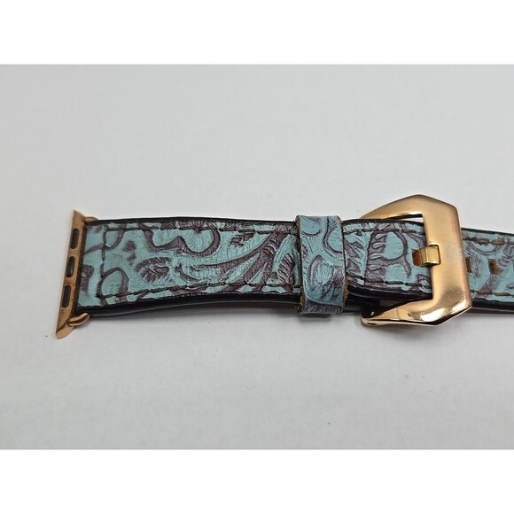 Hadlock Designs Turquoise Floral Leather Apple Watch Band 40mm Rose Gold Boho main image 8